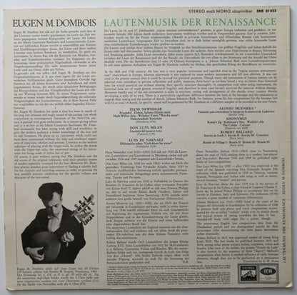 Eugen M. Dombois : Lautenmusik Der Renaissance (LP)