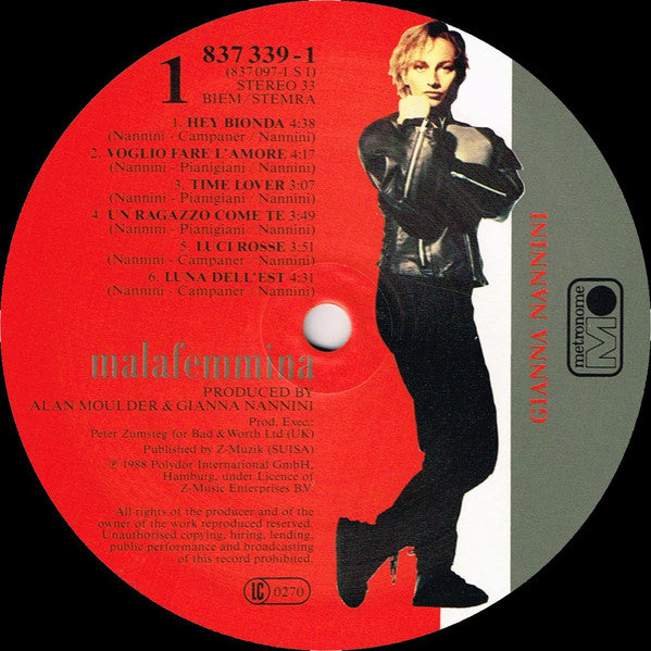 Gianna Nannini : Malafemmina (LP, Album)