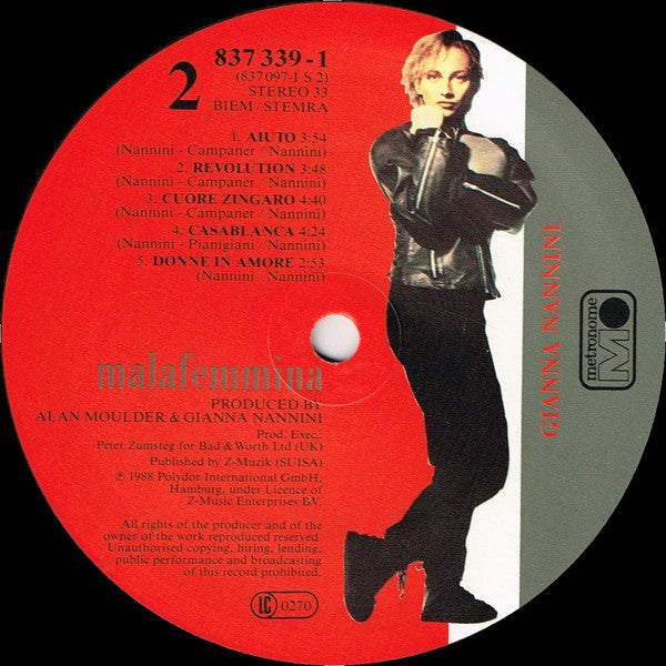Gianna Nannini : Malafemmina (LP, Album)
