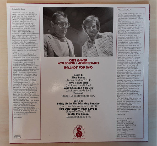 Chet Baker / Wolfgang Lackerschmid : Ballads For Two (LP, Album)