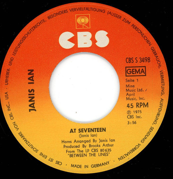 Janis Ian : At Seventeen (7", Single)