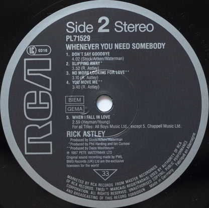 Rick Astley : Whenever You Need Somebody (LP, Album)