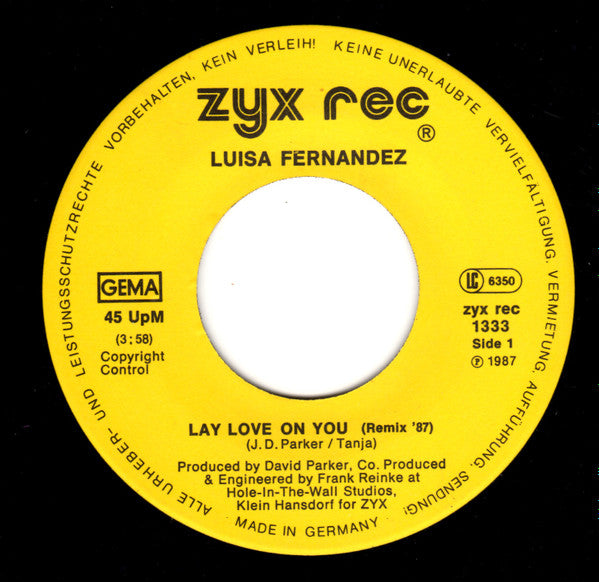 Luisa Fernandez : Lay Love On You (Remake '87) (7", Rem)