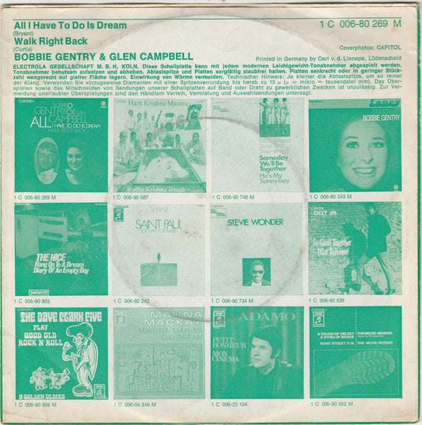 Bobbie Gentry & Glen Campbell : All I Have To Do Is Dream (7", Single)