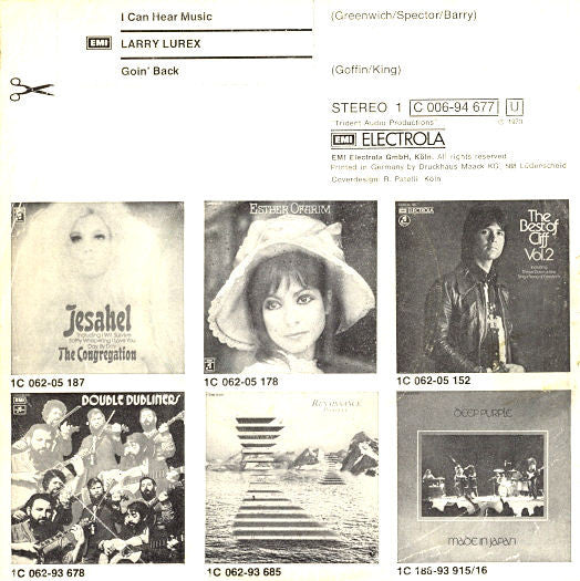 Larry Lurex : I Can Hear Music (7", Single)