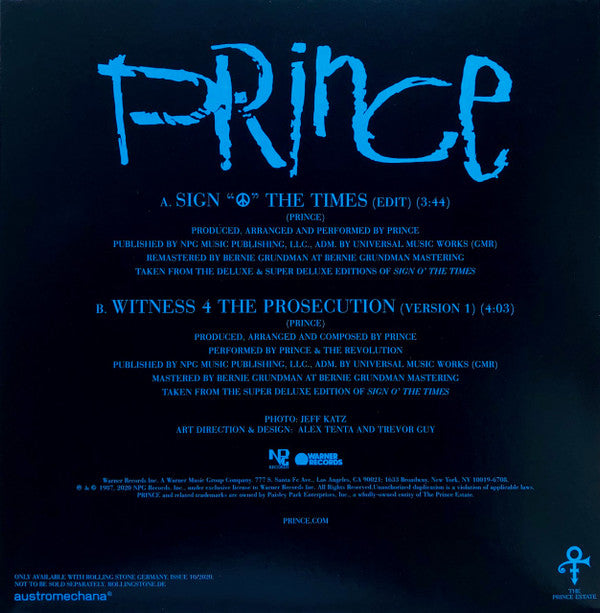 Prince : Sign "O" The Times / Witness 4 The Prosecution (Version 1) (7", Single)