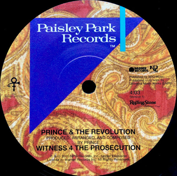 Prince : Sign "O" The Times / Witness 4 The Prosecution (Version 1) (7", Single)