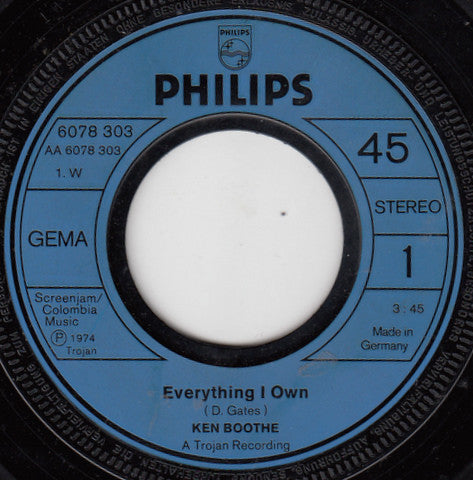 Ken Boothe : Everything I Own (7", Single)