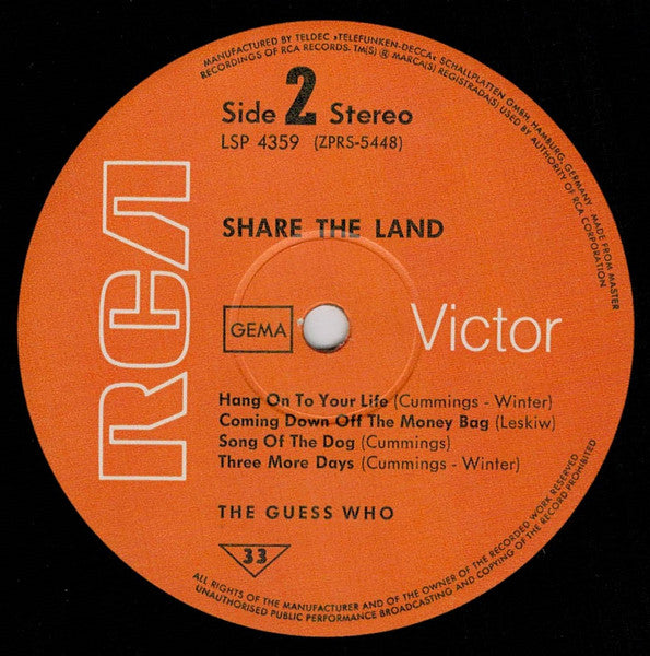 The Guess Who : Share The Land (LP, Album, Gat)