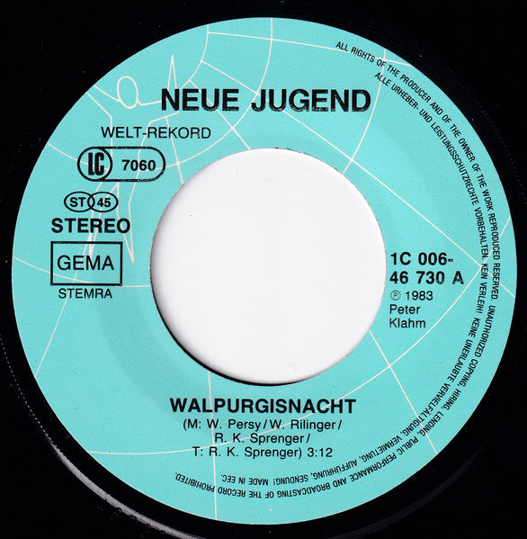 Neue Jugend : Walpurgisnacht (7", Single)