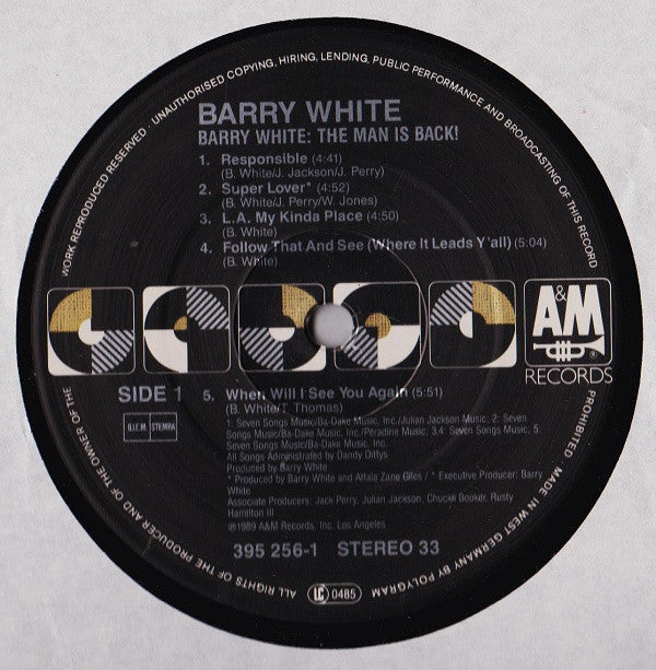 Barry White : Barry White: The Man Is Back! (LP, Album)