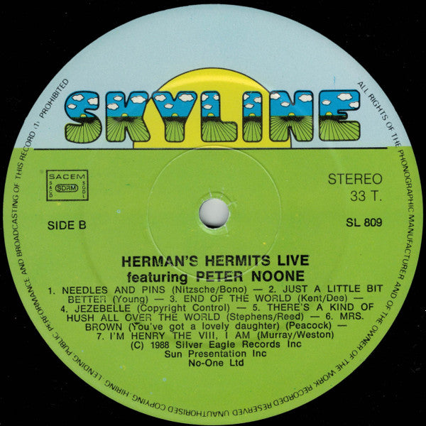 Herman's Hermits Featuring Peter Noone* : Live (LP, Album)
