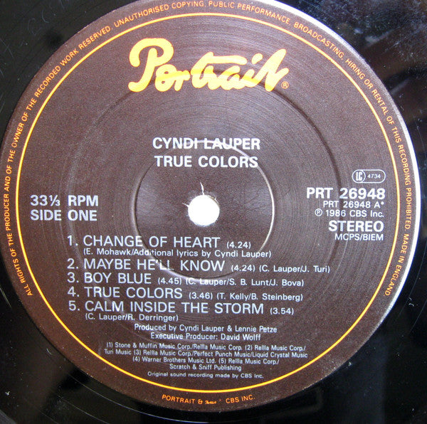 Cyndi Lauper : True Colors (LP, Album)