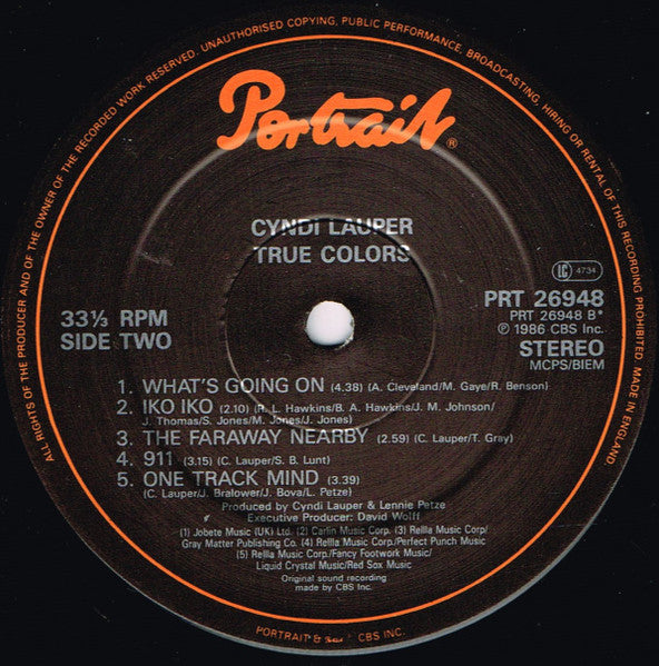 Cyndi Lauper : True Colors (LP, Album)