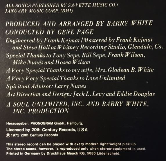 Barry White : Just Another Way To Say I Love You (LP, Album)