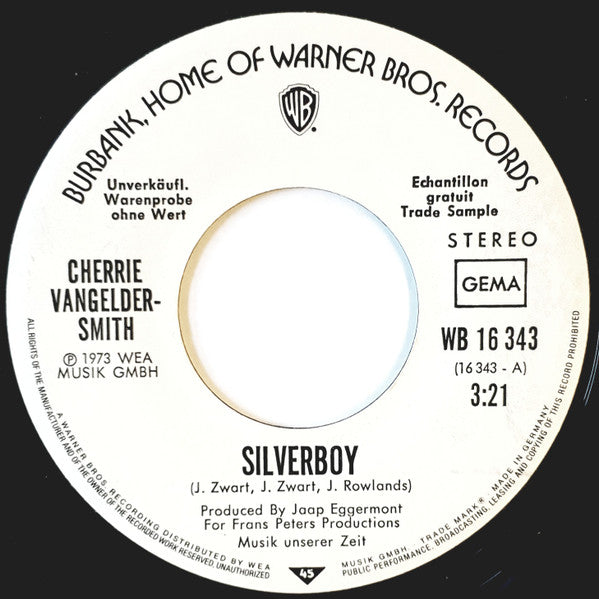 Cherrie Vangelder-Smith* : Silverboy  (7", Single, Promo)