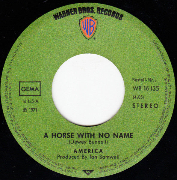 America (2) : A Horse With No Name (7", Single)