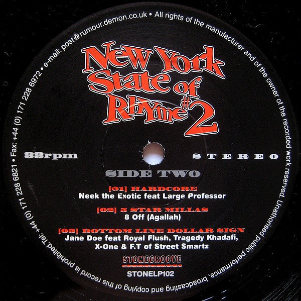 Various : New York State Of Rhyme #2 (2xLP, Comp)