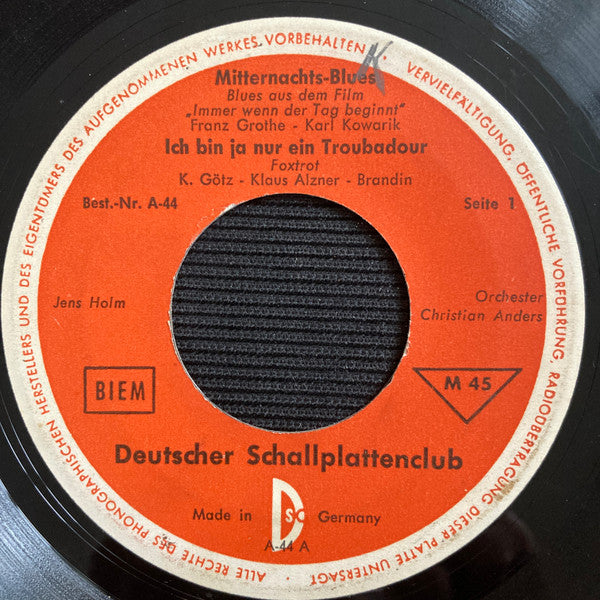 Jens Holm (4) : Mitternachts-Blues (7", EP, Mono, Club)