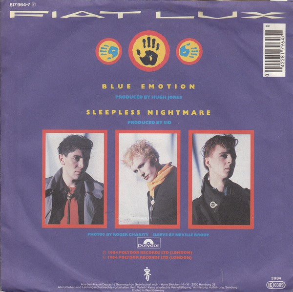 Fiat Lux : Blue Emotion (7", Single)