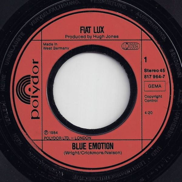 Fiat Lux : Blue Emotion (7", Single)