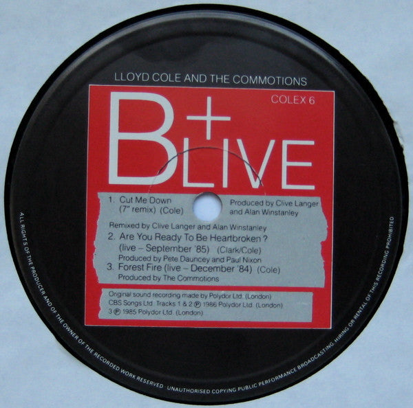 Lloyd Cole & The Commotions : Cut Me Down (Remix) (12")