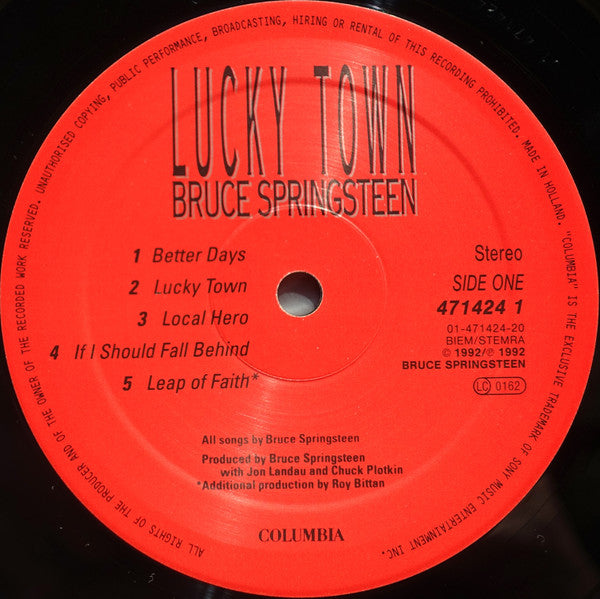 Bruce Springsteen : Lucky Town (LP, Album)