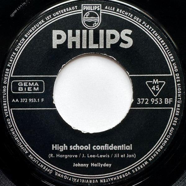 Johnny Hallyday : High School Confidential (7", Single, Mono)