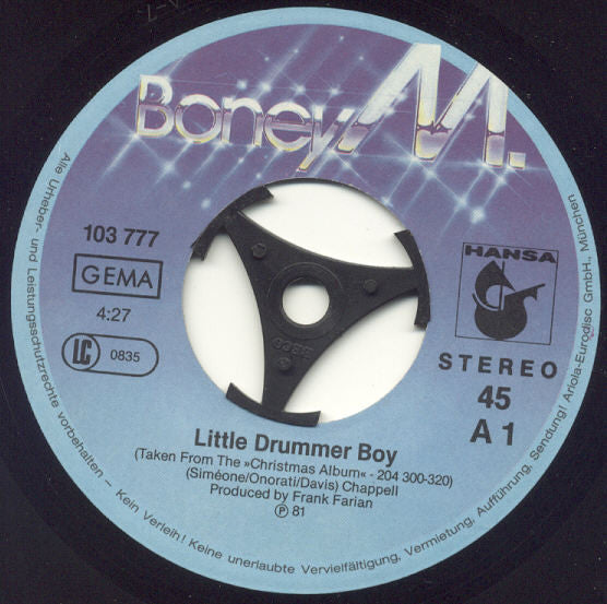 Boney M. : Little Drummer Boy / 6 Years Of Boney M. Hits "Boney M. On 45" (Short Version) (7", Single)