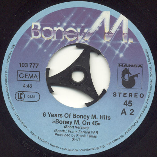 Boney M. : Little Drummer Boy / 6 Years Of Boney M. Hits "Boney M. On 45" (Short Version) (7", Single)