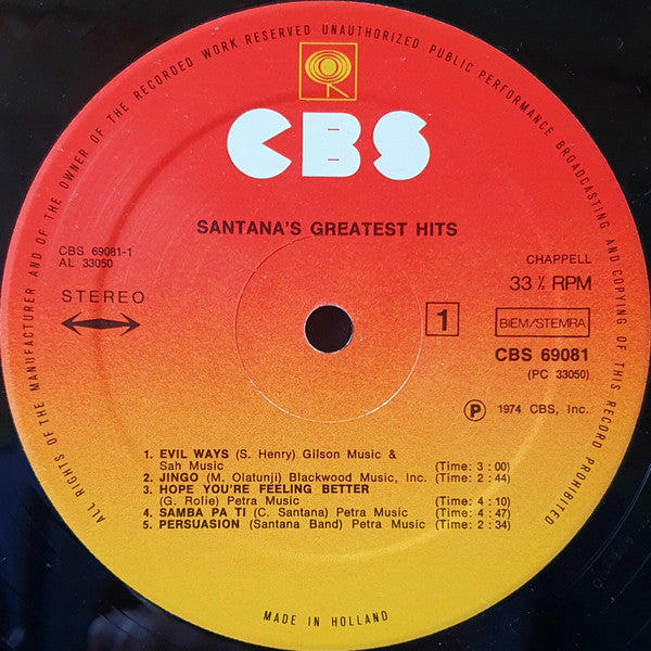 Santana : Santana's Greatest Hits (LP, Comp, RP)