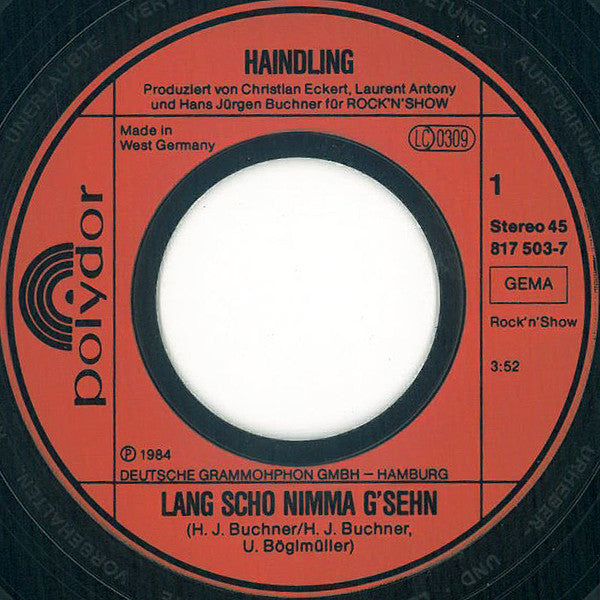Haindling : Lang Scho Nimmer G'sehn (7", Single)