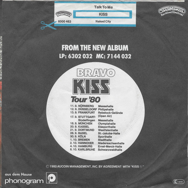 Kiss : Talk To Me (7", Single)