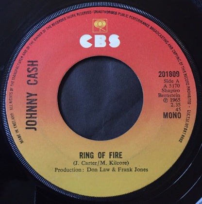 Johnny Cash : Ring Of Fire (7", Mono, RE)