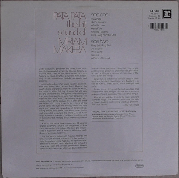 Miriam Makeba : Pata Pata (LP, Album, RE)