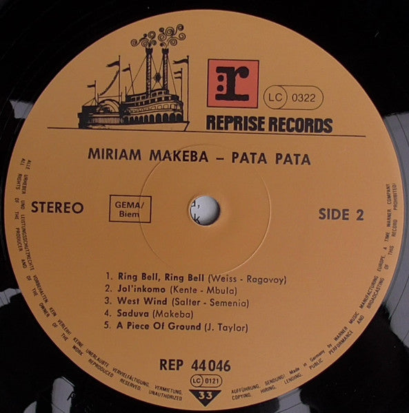 Miriam Makeba : Pata Pata (LP, Album, RE)