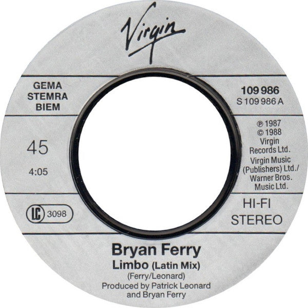 Bryan Ferry : Limbo (7", Single)