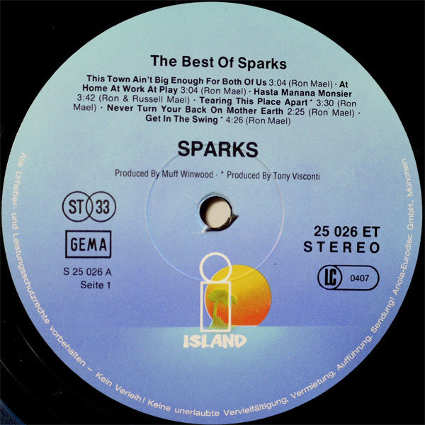 Sparks : The Best Of Sparks (LP, Comp)