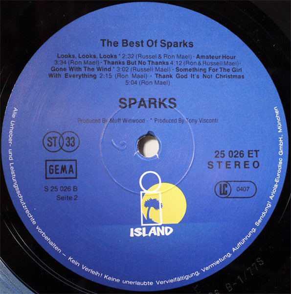 Sparks : The Best Of Sparks (LP, Comp)