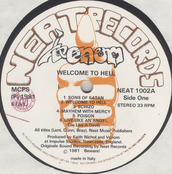 Venom (8) : Welcome To Hell (LP, Album)
