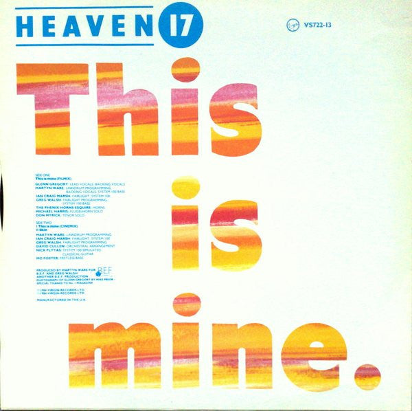 Heaven 17 : This Is Mine (Special 'Filmix' Version) (12", Single)