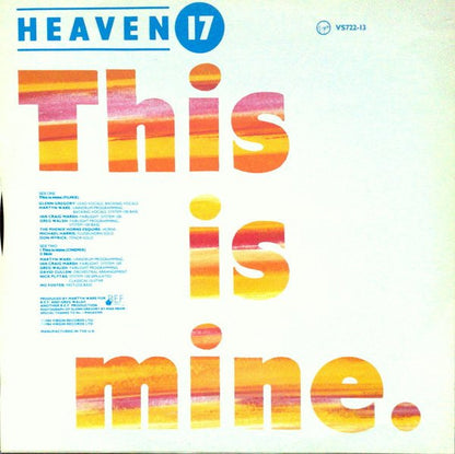 Heaven 17 : This Is Mine (Special 'Filmix' Version) (12", Single)