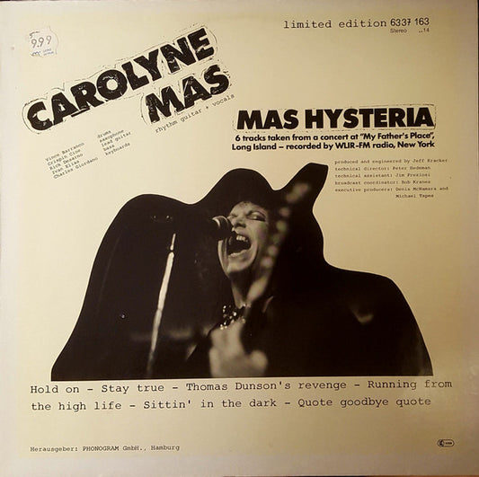 Carolyne Mas : Mas Hysteria (LP, Album, Ltd, RP)