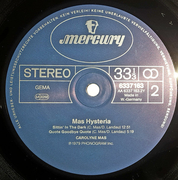 Carolyne Mas : Mas Hysteria (LP, Album, Ltd, RP)