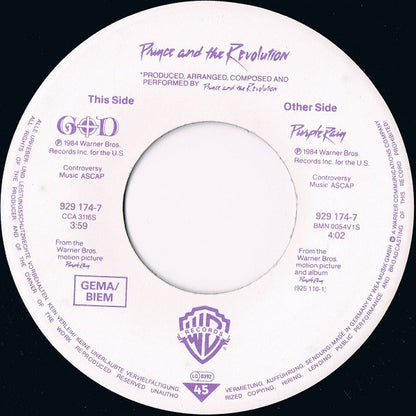 Prince And The Revolution : Purple Rain (7", Single)