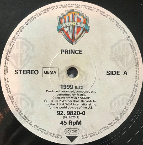Prince : 1999 (12", Maxi, Ltd, RE)