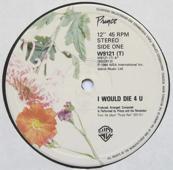 Prince And The Revolution : I Would Die 4 U (12", PRS)