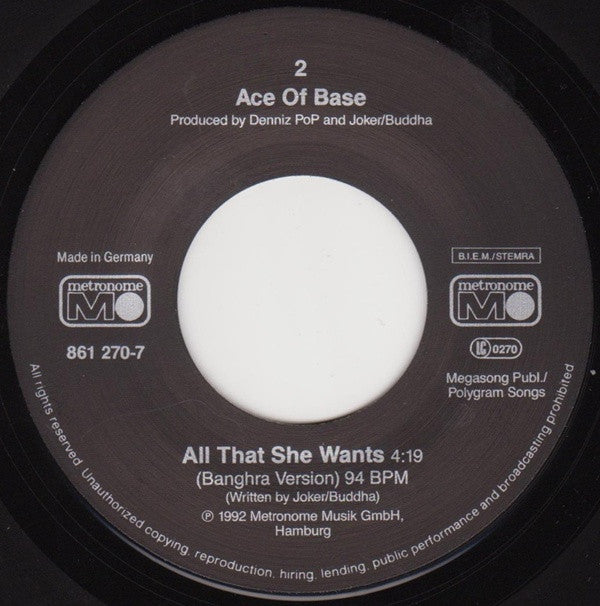 Ace Of Base : All That She Wants (Radio Edit) (7", Single, Pap)