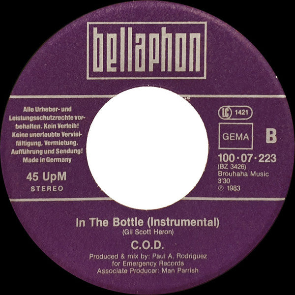 C.O.D. : In The Bottle (7", Single)