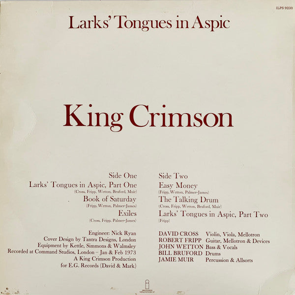 King Crimson : Larks' Tongues In Aspic (LP, Album)